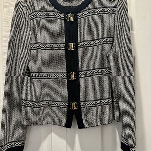 St. John Black and White Textured Blazer